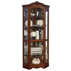 Beaumont Lane Corner Curio Cabinet In Medallion Cherry