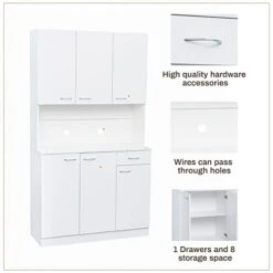 WERSMT Kitchen Pantry Storage Cabinet With 6 Door 1 Drawer 1 Display Space, Multifunctional Buffet Storage Coffee Bar For Kitchen, Living Room, 39.37"x15.35"x70.86",White 21 WERSMT Kitchen Pantry Storage Cabinet With 6 Door 1 Drawer 1 Display Space, Multifunctional Buffet Storage Coffee Bar For Kitchen, Living Room, 39.37"x15.35"x70.86",White -Amazon Store 41XgWcogqWL