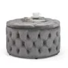 Homebeez Round Velvet Storage Ottoman, Button Tufted Footrest Stool Coffee Table For Living Room (Grey) -Amazon Store 41XjFTWJkVL