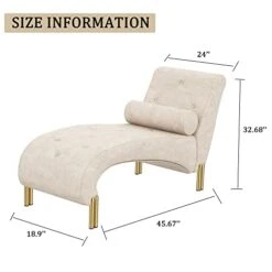 POINTANT Chaise Lounge Indoor Upholstered Armless Chaise Lounge Chair Button Modern Recliner Sofa Sleeper Sofa For Living Room, Bedroom-Beige -Amazon Store 41XkVfmq30L