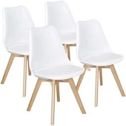 Topeakmart Dining Chairs DSW Chair Shell Armless Chairs With Beech Wood Legs And Soft Padded Mid Century Modern Side Chair Dining Room Living Room Bedroom Kitchen Chairs White, Set Of 4 -Amazon Store 41XkrbVg7gL. AC