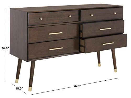 Safavieh Couture Home Madden Modern Retro Walnut 6-drawer Dresser 4 Safavieh Couture Home Madden Modern Retro Walnut 6-drawer Dresser - Image 2