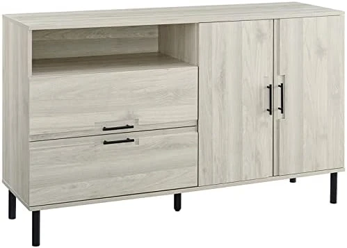 Walker Edison Modern Detailed Cabinet Door And 2 Drawer Storage-Sideboard-Buffet, 56, Dark Walnut 5 Walker Edison Modern Detailed Cabinet Door And 2 Drawer Storage-Sideboard-Buffet, 56, Dark Walnut - Image 3