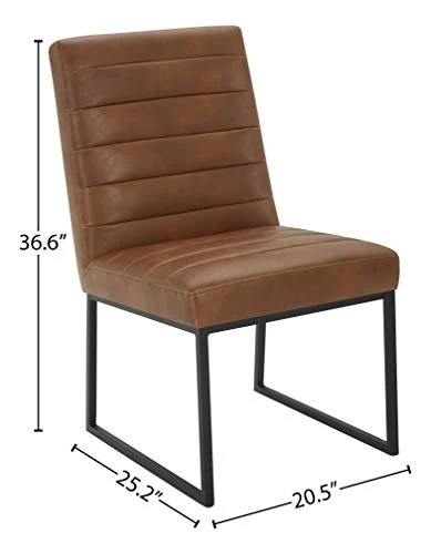 Amazon Brand – Rivet Decatur Modern Faux Leather Dining Chair, Set Of 2, 21"W, Tan Brown 6 Amazon Brand – Rivet Decatur Modern Faux Leather Dining Chair, Set Of 2, 21"W, Tan Brown - Image 4