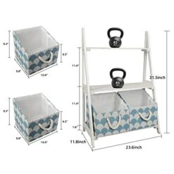 Babion White Ladder Shelf, 3 Tier Ladder Bookshelf With 2 Baskets，Wood Rustic Ladder Bookshelf, Freestanding Storage Organizer Rack, Indoor Plant Stand, Ladder Shelves For Home, 2PCS,White -Amazon Store 41XvcwsaxoL