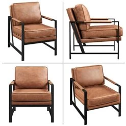 Yaheetech PU Leather Armchairs, Retro Leisure Accent Chair With Extra Soft Padded And Cushion, 105 Degree Slant Back, Modern Reading Arm Chair For Living Room/Office/Bedroom/Study, 2pcs, Light Brown 14 Yaheetech PU Leather Armchairs, Retro Leisure Accent Chair With Extra Soft Padded And Cushion, 105 Degree Slant Back, Modern Reading Arm Chair For Living Room/Office/Bedroom/Study, 2pcs, Light Brown -Amazon Store 41XyuhoVHVL