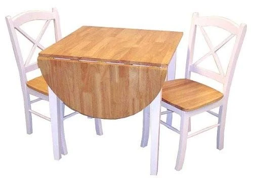 Target Marketing Systems 3 Piece Tiffany Country Cottage Dining Set With 2 Chairs And A Drop Leaf Table, White/Natural 5 Target Marketing Systems 3 Piece Tiffany Country Cottage Dining Set With 2 Chairs And A Drop Leaf Table, White/Natural - Image 3