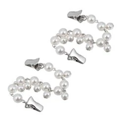 2pcs Sweater Clips Vintage Sweater Chains With Pearl Retro Cardigan Collar Dresses Clips For Women White