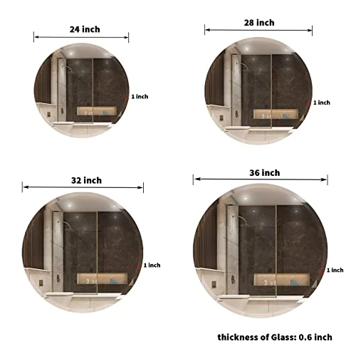 JENBELY 24 Inch Round Frameless Bathroom Mirror, Circle Vanity Mirror With 1" Beveled Edge For Bathroom, Entryways, Living Room. 6 JENBELY 24 Inch Round Frameless Bathroom Mirror, Circle Vanity Mirror With 1" Beveled Edge For Bathroom, Entryways, Living Room. - Image 4