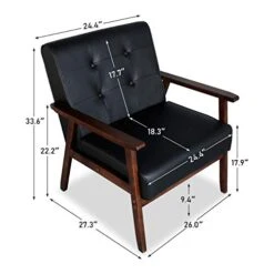 JIASTING Mid Century 1 Loveseat Sofa And 2 Accent Chairs Set Modern Wood Arm Couch And Chair Living Room Furniture Sets (8428 Black Set) -Amazon Store 41Y8YpxwoxL