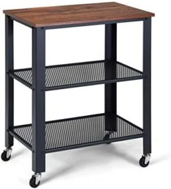 Giantex Microwave Cart Wooden 3-Tier W/Storage Shelf And Rolling Casters, Industrial Style Metal Frame For Kitchen, Living Room Accent Furniture For Living Room Rolling Serving Cart (Gray) -Amazon Store 41YD0WByWnL. AC