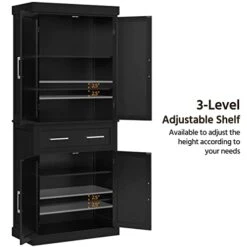 Topeakmart Kitchen Storage Cabinet, Tall Pantry Cabinet Cupboard With Drawer And Adjustable Shelves, Freestanding Storage Cabinet Organizer For Kitchen, Living Room, Dinning Room, Bathroom, Black -Amazon Store 41YD5VCIUZL