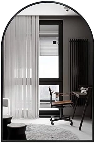 Arched Wall Mirror 20x30 Inch, Black Arched Bathroom Mirror, Vanity Decor Arched Mirror With Metal Frame, Arched Mirror For Entryway, Living Room, Bedroom, Salon -Black Curved Arch Mirror 9 Arched Wall Mirror 20x30 Inch, Black Arched Bathroom Mirror, Vanity Decor Arched Mirror With Metal Frame, Arched Mirror For Entryway, Living Room, Bedroom, Salon -Black Curved Arch Mirror - Image 7