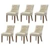 UDAX Upholstered Dining Chairs With Arms, Set Of 6, Dining Room Chairs With Solid Wood Legs And Tufted Backrest(Linen+Beige) -Amazon Store 41YGSaJ7v4L