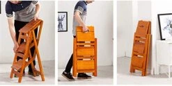 Portable Step Stoo - Folding 3 Wood For Adult Folding Ladder 3 Tier Ladder-Shaped Plant Stand Display Rack Shelf Multi-Function Chair -Amazon Store 41YIXdSLHEL
