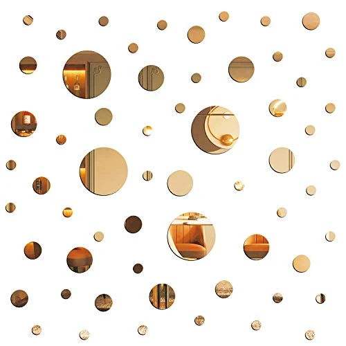 E EVENLIM 60 Pieces Gold Acrylic Round Circle Plastic Mirror DIY Wall Stickers Tiles Self Adhesive Decor For Living Dining Room Bedroom Bathroom Office Hallway House Mirrors Wall Decals Decorations… 3 E EVENLIM 60 Pieces Gold Acrylic Round Circle Plastic Mirror DIY Wall Stickers Tiles Self Adhesive Decor For Living Dining Room Bedroom Bathroom Office Hallway House Mirrors Wall Decals Decorations…