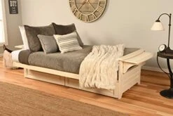 Kodiak Furniture Phoenix Futon Set With Antique White Finish And Storage Drawers, Included, Pewter Handwoven Mattress