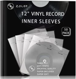 Vinyl Record Inner Sleeves 100 Pack For 12" Lp, 3-Ply Anti Static Soft Inner Sleeve With Archival Paper Enclosed For 33 RPM LP Protection (12" 100P) -Amazon Store 41YOEDfhK7L. AC
