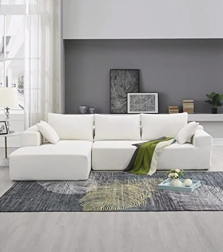 Melpomene Modular Sectional Sofa, Modern Minimalist 109" L-Shape 2 PC Free Combination Upholstered Sleeper Sofa Couch,White 5 Melpomene Modular Sectional Sofa, Modern Minimalist 109" L-Shape 2 PC Free Combination Upholstered Sleeper Sofa Couch,White - Image 3