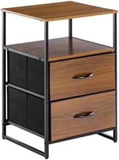 Duhome Storage Dresser With 4 Drawers, 3 Shelves, Fabric Drawer Dresser For Bedroom Living Room, End Table With Wooden Top And Front, Brown And Black -Amazon Store 41YQjYG6XL. AC