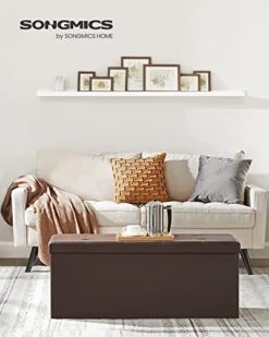 SONGMICS 30 Inches Folding Storage Ottoman Bench, Storage Chest Footstool, Brown ULSF45BR & 43 Inches Folding Storage Ottoman Bench, Storage Chest, Footrest, Holds Up To 660 Lb, Brown ULSF703 -Amazon Store 41YRxT3i34L