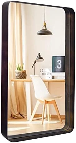 24"x36" Black Bathroom Mirror, Upgrade Metal Frame Wall Mounted With Rounded Corner For Entryways, Living Rooms 17 24"x36" Black Bathroom Mirror, Upgrade Metal Frame Wall Mounted With Rounded Corner For Entryways, Living Rooms - Image 15