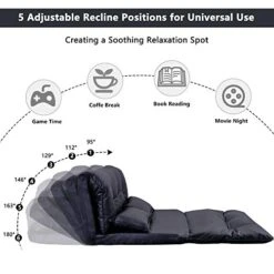 Floor Sofa, Merax Foldable Lazy Sofa Sleeper Bed With 2 Pillows, Adjustable Lounge Sofa Gaming Sofa Floor Couches 5-Position For Bedroom, Living Room, And Balcony, Black -Amazon Store 41Ye9xra1fL