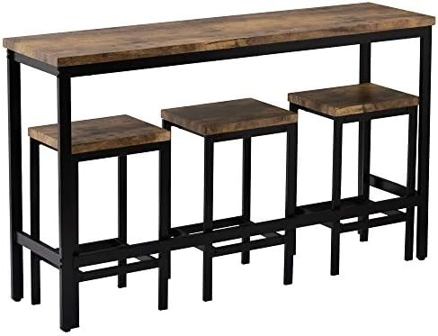 Merax Counter Height Pub Table Set With 3 Stools, Bar Table And Chair Set 4-Piece Dining Table Set With Metal Frame 10 Merax Counter Height Pub Table Set With 3 Stools, Bar Table And Chair Set 4-Piece Dining Table Set With Metal Frame - Image 8