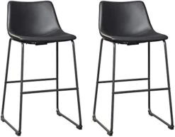 Signature Design By Ashley Centiar 24" Counter Height Modern Bucket Barstool Set Of 2,Faux Leather, Brown -Amazon Store 41Yk36U67EL. AC