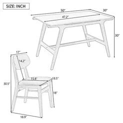 GLORHOME BXHYJ016 5-Piece Mid-Century Wood Dining Table Set With 4 Faux Leather Chairs For Family Kitchen, Brown1 -Amazon Store 41YkcD5cPcL