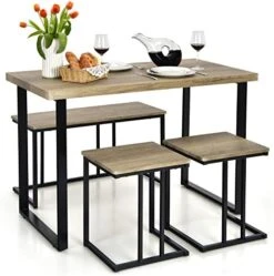 Giantex 4 Piece Dining Table Set, 47.5” Kitchen Table And Chairs For 4, Nesting Furniture Set W/Bench & 2 Stools, Space-Saving Table Set, Modern Functional Desk Set For Dining Room Restaurant, Oak 16 Giantex 4 Piece Dining Table Set, 47.5” Kitchen Table And Chairs For 4, Nesting Furniture Set W/Bench & 2 Stools, Space-Saving Table Set, Modern Functional Desk Set For Dining Room Restaurant, Oak -Amazon Store 41YrrfUlz2L. AC