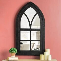 Glitzhome 40" H Cathedral Arched Windowpane Wall Mirror Window Frame, Black -Amazon Store 41YssMhbqXS