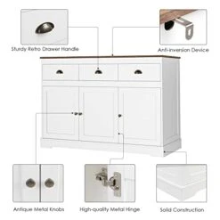 Keyluv White Buffet Cabinet Storage Kitchen Cabinet Sideboard Farmhouse Buffet Server Bar Wine Cabinet With 3 Drawers & 3 Doors Adjustable Shelves Console Table For Dining Living Room Cupboard 15 Keyluv White Buffet Cabinet Storage Kitchen Cabinet Sideboard Farmhouse Buffet Server Bar Wine Cabinet With 3 Drawers & 3 Doors Adjustable Shelves Console Table For Dining Living Room Cupboard -Amazon Store 41YtUEREBlL