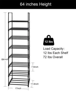 Easyhouse 8 Tier Metal Sturdy Shoe Rack, Narrow Tall Shelf Organizer For Entryway, Closet, Bedroom -Amazon Store 41YxTXj5DOL