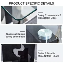 Pvillez Contemporary Glass Dining Table For 6, 63" Tempered Glass Top Dining Table W/High Gloss Wood Frame, Stainless Steel Pedestal Base, Rectangular Glass Dinner Kitchen Table For Dining Room Black -Amazon Store 41YyiTtN0QL