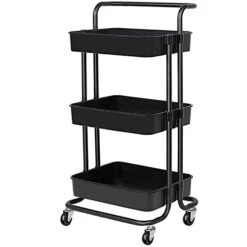 3-Tier Rolling Carts With Wheels Storage Cart Makeup Cart With Roller Wheels Mobile Storage Organizer For Kitchen, Bathroom, Office, Coffee Bar