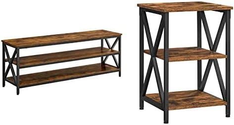 VASAGLE TV Stand For Up To 65-Inch Televisions, 57.9 X 15.7 X 19.7, Rustic Brown & End Table, Side Table With Storage, 15.7 X 15.7 X 23.6 Inch, Rustic Brown And Black ULET278B01V1 10 VASAGLE TV Stand For Up To 65-Inch Televisions, 57.9 X 15.7 X 19.7, Rustic Brown & End Table, Side Table With Storage, 15.7 X 15.7 X 23.6 Inch, Rustic Brown And Black ULET278B01V1 - Image 8