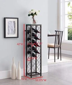 Kings Brand Furniture – Metal With Glass Top Shelf Free Standing Wine Rack Storage Tower, Pewter -Amazon Store 41Z8fwkfaiL