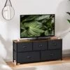 PRAISUN Larger 47.2''W Bedroom Dresser With 5 Drawers, TV Stand With Storage, For 55 Inch TV, Wide Chest Dresser, Fabric Dresser, For Closet, Nursery, Living Room, Hallway - Black 1 PRAISUN Larger 47.2''W Bedroom Dresser With 5 Drawers, TV Stand With Storage, For 55 Inch TV, Wide Chest Dresser, Fabric Dresser, For Closet, Nursery, Living Room, Hallway - Black -Amazon Store 41Z8tmURWxL