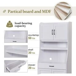 LUMISOL 71” Pantry Cabinet Freestanding Buffet Cabinet With Hutch Tall Kitchen Sideboard Buffet Cupboard With 4 Doors And Drawer (White) -Amazon Store 41Z9J3TITBL