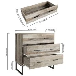 FOTOSOK Wide Dresser For Bedroom, 3 Drawer Dresser With 2 Handles, Chest Of Drawers With Metal Frame For Home Office, 31.5L X 15.6W X 32.3H -Amazon Store 41ZBEfQVl7L