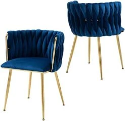 Modern Velvet Dining Chairs Set Of 2, Upholstered Living Room Chair With Woven Back And Golden Metal Legs, Mid-Century Accent Side Chair For Dining Room, Living Room, Kitchen, Vanity Room, Emerald -Amazon Store 41ZCRgO3ixL. AC