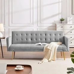 72"Modern Velvet Sofa Bed Futon,Convertible Folding Sleeper Bed Couches With 3 Adjustable Backrests,Tufted Recliner Love Seat With Golden Chrome Legs For Living Room Apartment Home Office (Beige) 17 72"Modern Velvet Sofa Bed Futon,Convertible Folding Sleeper Bed Couches With 3 Adjustable Backrests,Tufted Recliner Love Seat With Golden Chrome Legs For Living Room Apartment Home Office (Beige) -Amazon Store 41ZI MMUD3L. AC