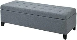 HOMCOM 51 Large Tufted Linen Fabric Ottoman Storage Bench With Soft Close Top - Heather Grey -Amazon Store 41ZKVRzNs1L. AC