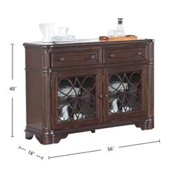 Poundex Wood Server With 2 Drawers And 2 Doors In Cherry Brown -Amazon Store 41ZNPHn2JbL