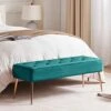 Duhome Modern Velvet Bench Ottoman, Upholstered Bedroom Benches Footrest Stool Button-Tufted Table Bench Dining Bench With Gold Metal Base For Entryway Dining Room Living Room Bedroom, Atrovirens -Amazon Store 41ZOcWbU4JL