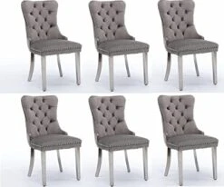 Danxee Set Of 2 High-end Velvet Dining Room Chairs Upholstered Elegant Tufted Chair With Luxurious Button Nailed Trim Ring Pull Armless Accent Chair (Black) -Amazon Store 41ZQ8Q3I0pL. AC