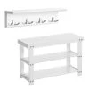 SONGMICS Shoe Bench Bundle With Coat Rack, 3-Tier Bamboo Shoe Rack, Wall Mounted Coat Rack, Wall Shelf With Hooks, For Entryway Closet Guest Room, White ULBS004W01 And ULHR42WT 1 SONGMICS Shoe Bench Bundle With Coat Rack, 3-Tier Bamboo Shoe Rack, Wall Mounted Coat Rack, Wall Shelf With Hooks, For Entryway Closet Guest Room, White ULBS004W01 And ULHR42WT -Amazon Store 41ZV02QXoUL