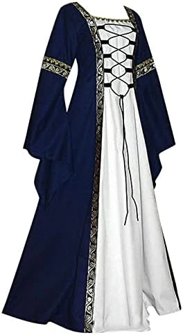 JEGULV Womens Irish Faire Renaissance Dress Pirate Costume 18th Medieval Dress Chemise Peasant Dress Halloween Gown Dresses 16 JEGULV Womens Irish Faire Renaissance Dress Pirate Costume 18th Medieval Dress Chemise Peasant Dress Halloween Gown Dresses - Image 14