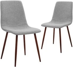 CangLong Set Of 4, Kitchen Fabric Cushion Seat Back, Modern Mid Century Living Room Side Metal Legs Dining Chair, Grey -Amazon Store 41ZdZg9vR7L. AC